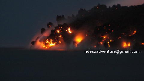 fresh Lava meets to sea water at West Flank of Anak Krakatoa after big eruption